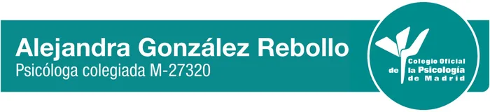 Alejandra González, psicóloga colegiada M-27320, con el sello del Colegio Oficial de la Psicología de Madrid
